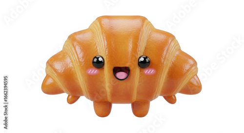 Adorable Cartoon Croissant A Cute Animated Food Delight Smiling and Ready for Fun
