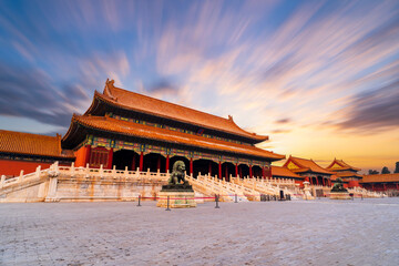 Fototapete Peking Verbotene Stadt im Abendrot  © zhengzaishanchu