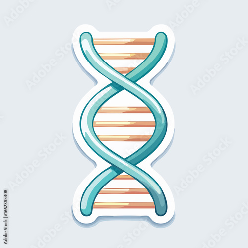 Illustration of a detailed DNA double helix structure, showcasing its twisted spiral form and genetic information.