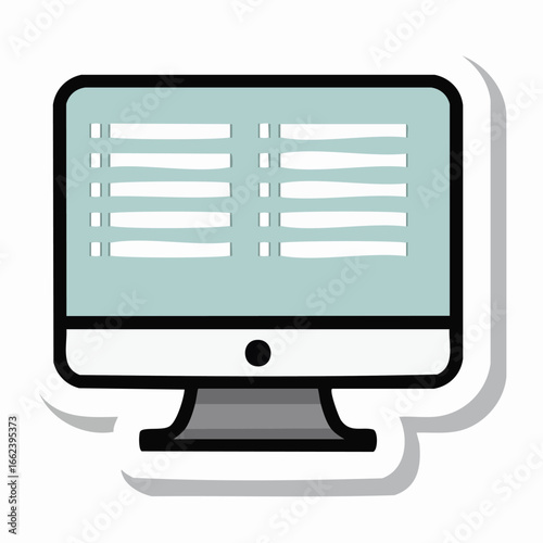 A computer monitor displaying a list or grid of information, a digital interface.