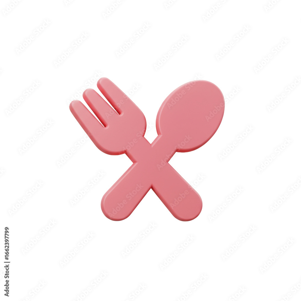 Fototapeta premium Delightful Render of Pink Fork and Spoon Crossed, Perfect for Restaurant Menus or Food Blogs