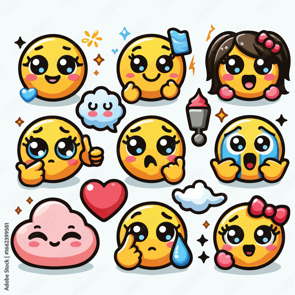 Fototapeta premium vector image of cute emoticons 