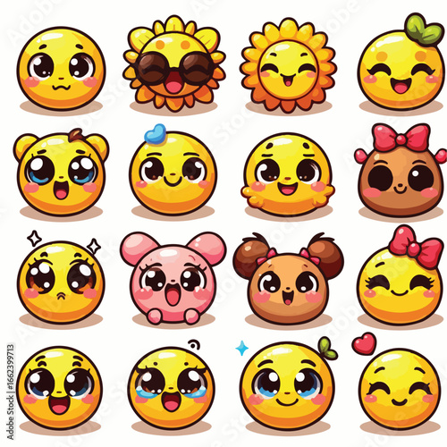  vector image of cute emoticons 