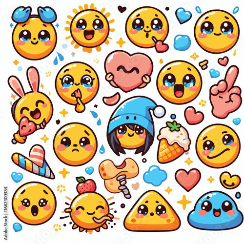  vector image of cute emoticons 