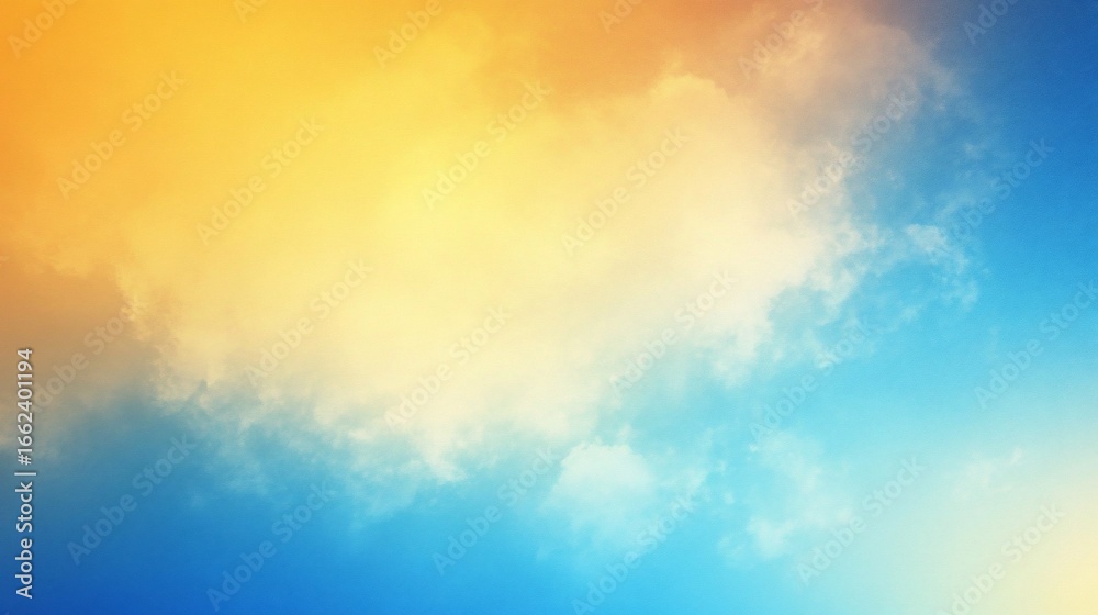 Serene gradient sky with clouds transitioning from orange to blue creating a tranquil atmosphere Serene gradient sky with clouds transitioning from orange to blue creating a tranquil atmosphere