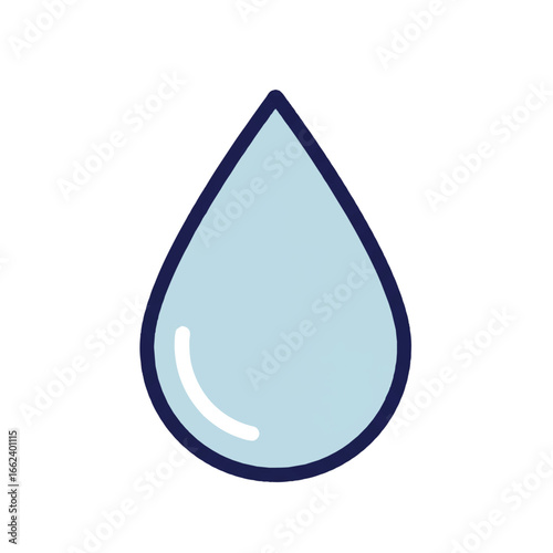 Simple light blue water droplet icon with a dark outline and a shiny white highlight.