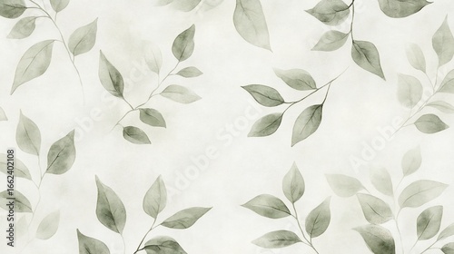 Watercolor leaf pattern with soft green hues, ideal for tranquil designs