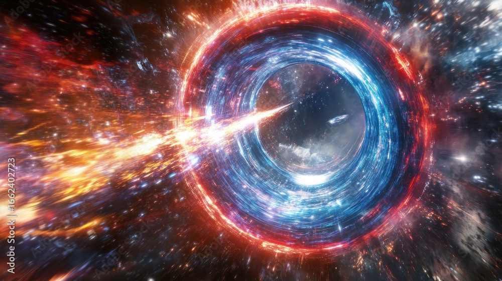 Obraz premium Cosmic vortex, fiery ring through space