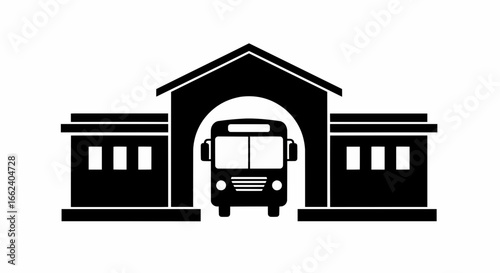 Bus Station Vector Illustration Simple Transportation Icon