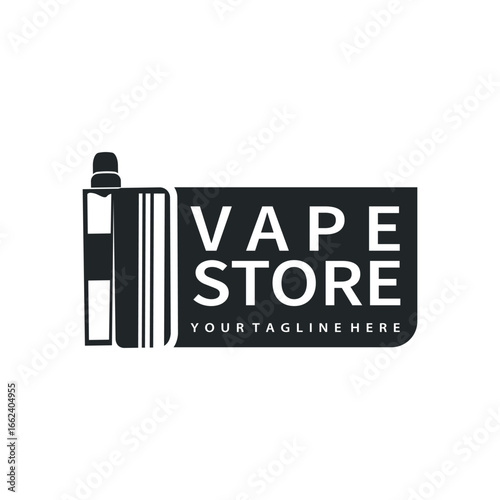 Vapor logo with a simple minimalist concept for vape store design, illustration of an electric cigarette smoke template for poster or product or shop banner