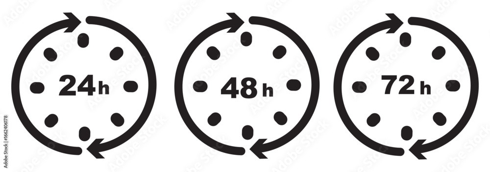 Fototapeta premium Clock Arrow Icon Set |12, 24, 48, 72 Hours Time Symbols.Vector illustration.