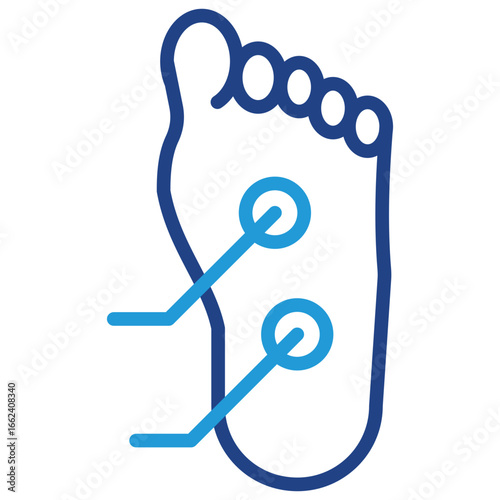 The icon represents the practice of reflexology and acupressure on the feet symbolizing an approach to health that sees the body as an interconnected whole.