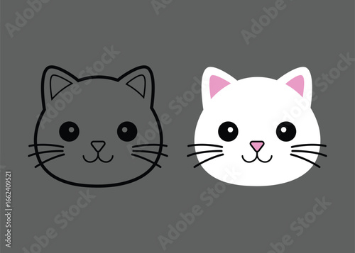 Cat Face , Kitten cutting file, Cute Cat Clipart, Baby cat head, Cat face Outline Vector, Cat Lover Shirt