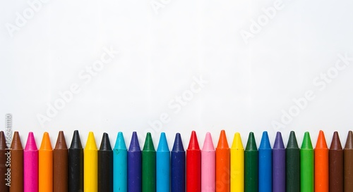 A Vibrant Array of Colorful Crayons Showcasing Creativity and Imagination on a White Background