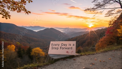 Inspirational Scenic View with Positive Quote in Autumn Landscape