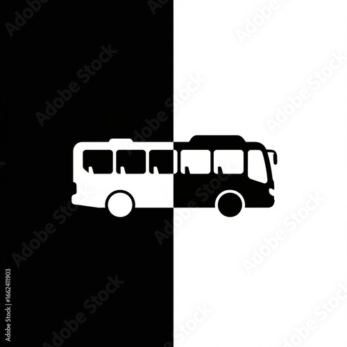 Minimalist Two-Tone Bus Icon