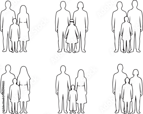 Family figures standing together people adults
