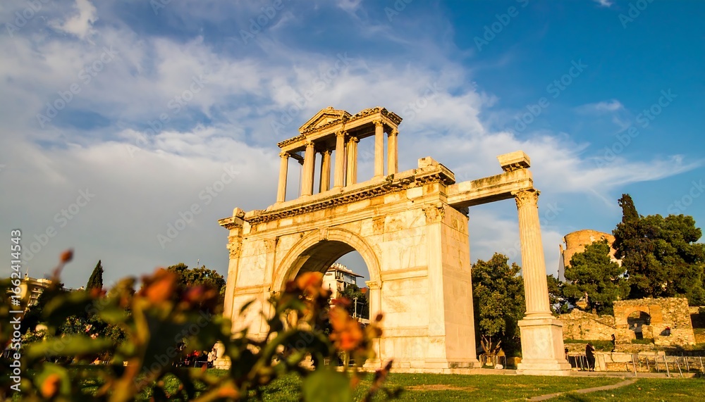 Fototapeta premium Ancient archway bathed in golden light