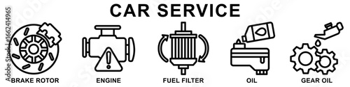 Car service icon set. contain brake rotor, engine, fuel filter, oil, gear oil and more. Vector for modern concept digital or print, car service, auto garage UI, UX, web and app development.