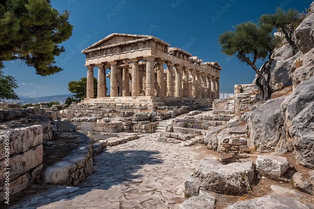Fototapeta premium Ancient Doric architecture captured in Athens high resolution picture