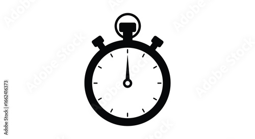 A black and white illustration of a stopwatch on a plain background