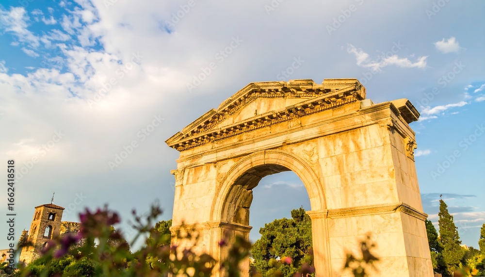 Fototapeta premium Ancient archway under a partly cloudy sky