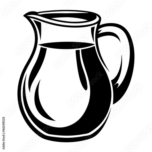 Monochrome vector image of a classic pitcher or carafe illustration