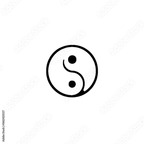 Minimal Yin Yang Monochrome Symbol