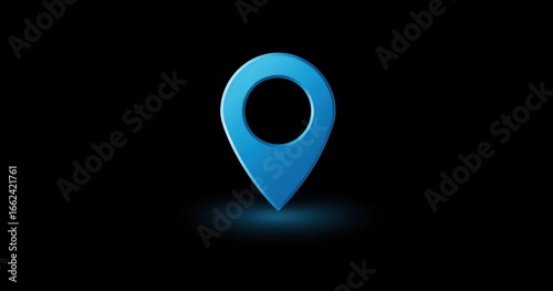 Free Download Bright blue map pin icon on a black background representing location or navigation - GFXLoad
