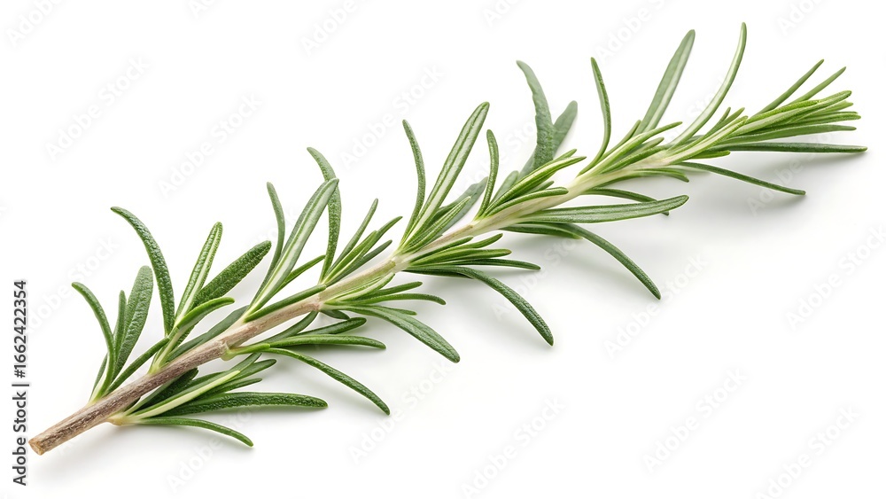 Fototapeta premium A single sprig of rosemary isolated on a white background view