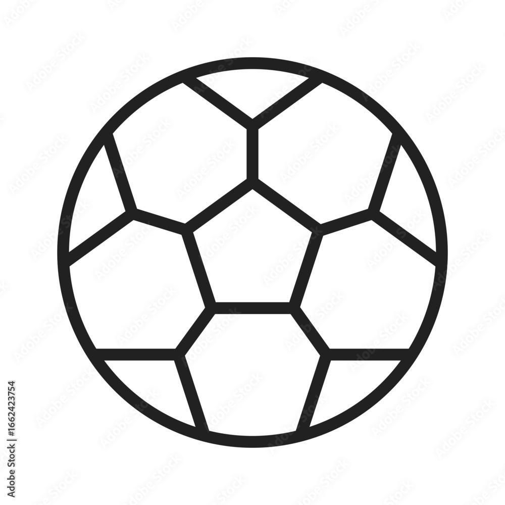 Fototapeta premium Soccer ball line icon. Classic football sport equipment. Thin line isolated symbol. Editable stroke.