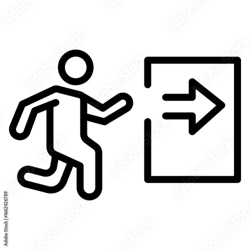 Emergency Exit Vector Line Icon Design