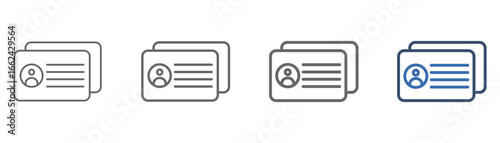 

outline icon set business card with identity card and person design