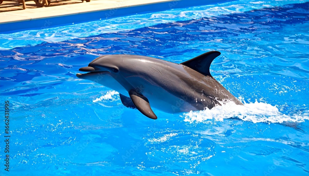 Naklejka premium Dolphin leaping in a pool