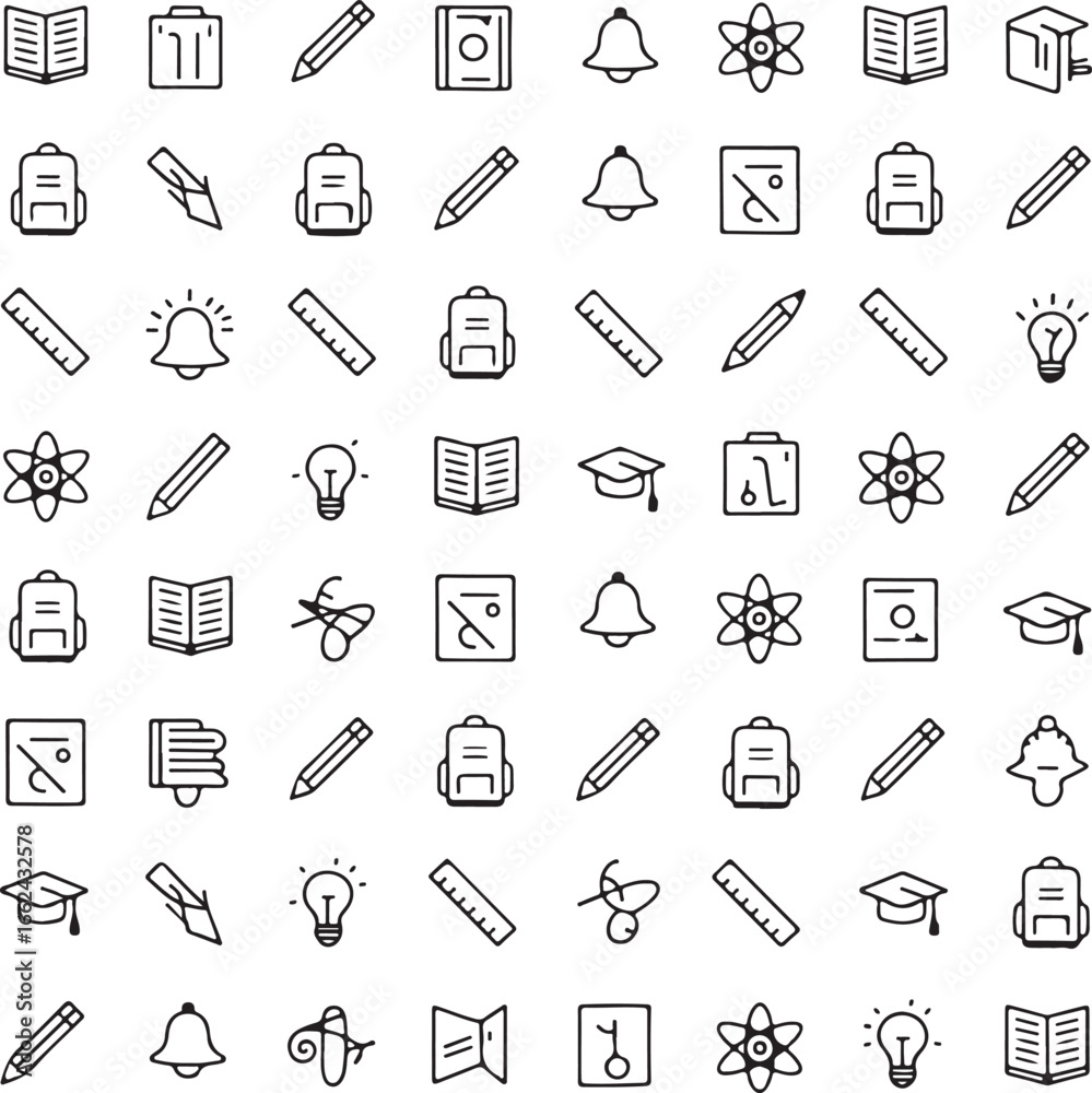 Obraz premium School supplies icons book briefcase