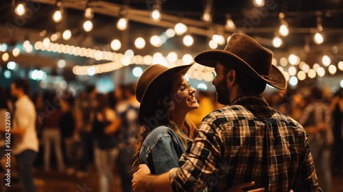 Country Festival Couple Watching The Dance Floor