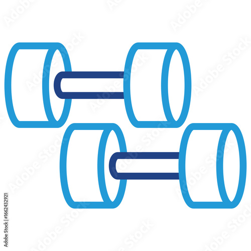 The barbell icon is a dumbbell for weight training or weight lifting activities, a tool commonly used in fitness and weight lifting sports, symbolizing physical exercise.