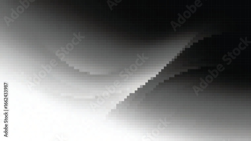 Abstract grayscale gradient flowing smoothly across a textured surface, creating a sense of depth and tranquility, pixel mosaic art style.