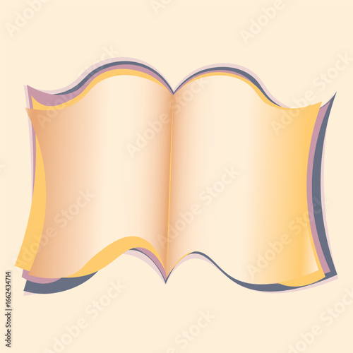 Illustration on a square background - open book, reading, literature. Design element of books, notebooks, postcards, interior items. Wallpapers, textiles, packaging, background for a website, mobile