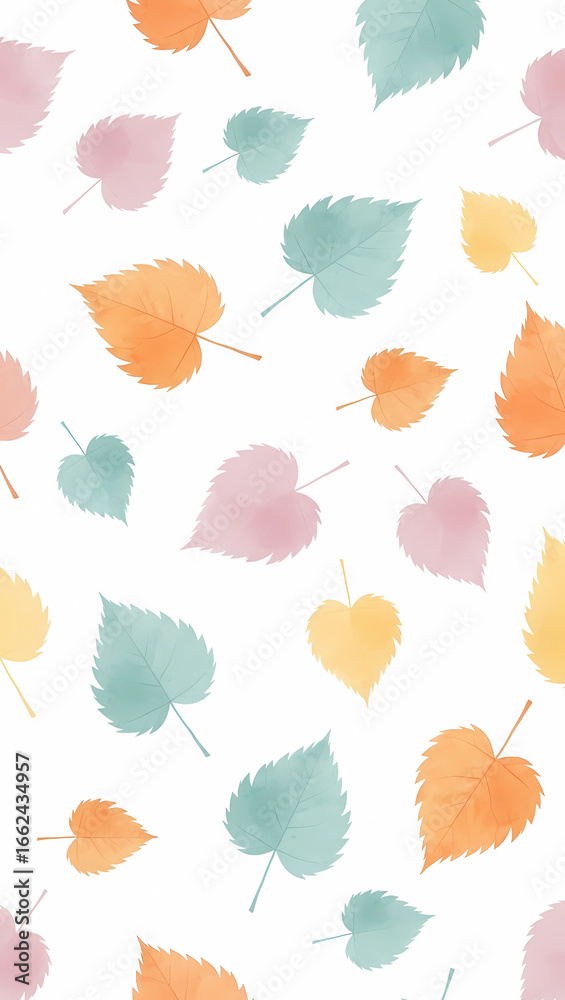 Obraz premium Soft Watercolor Autumn Leaves Seamless Pattern for Background