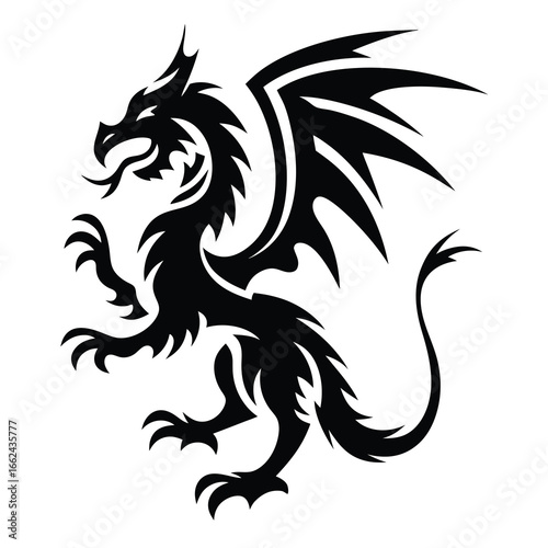 Wallpaper Mural Majestic Black Dragon Heraldic Symbol in a Powerful Stance of Strength Torontodigital.ca