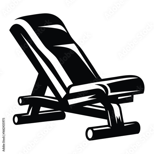 Monochrome illustration of a weight lifting bench for strength training exercises