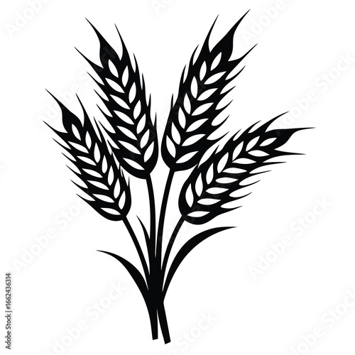 Monochrome depiction of wheat or grain stalks in simple illustrative style