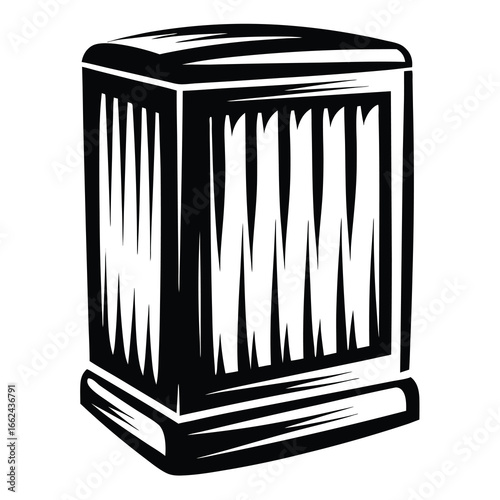 Monochrome Napkin Dispenser Illustration Depicting a Vintage Restaurant Accessory, Classic Design