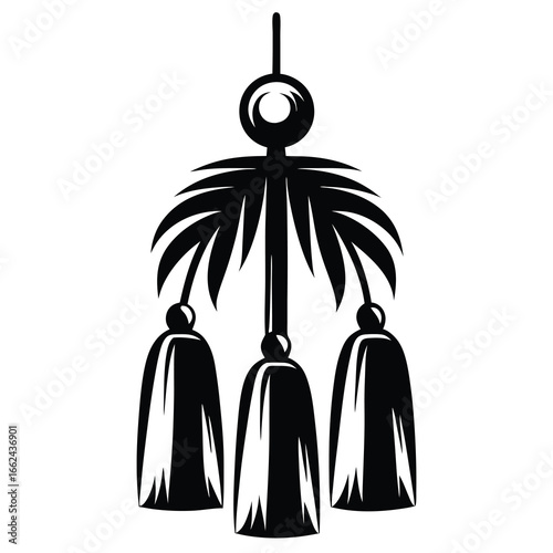 Monochrome decorative tassel vector illustration with a vintage style aesthetic appeal