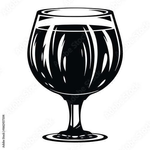 Dramatic Illustration of a Wine Glass Filled with Rich Dark Red Wine