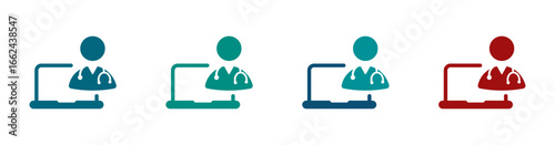 Laptop with doctor icon. Representing telemedicine and health consultation.