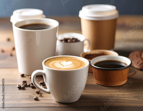cup of coffee with beans on the table