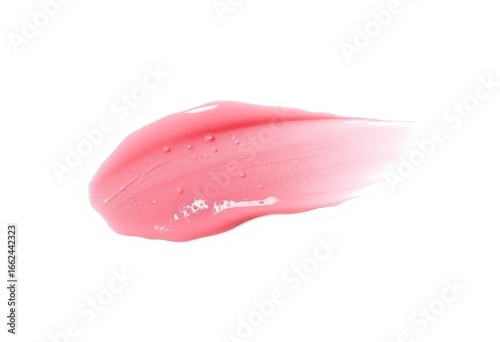 Pink lip gloss smear, textured swatch on white,  pastel,  beauty