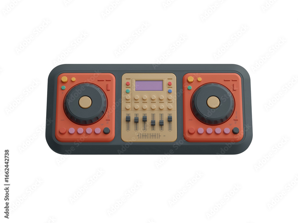 Fototapeta premium Stylized DJ mixing console for electronic music enthusiasts and creators isolated